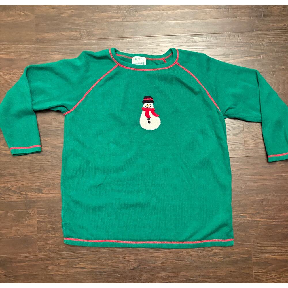 THE QUACKER FACTORY GREEN SNOWMAN HOLIDAY SWEATER SIZE 1X